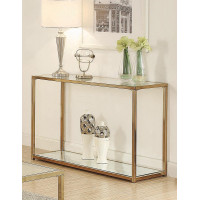 Coaster Furniture 705239 Sofa Table with Mirror Shelf Chocolate Chrome